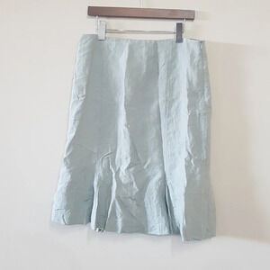 david n Linen light sage green classic feminine flirty A line skirt size…